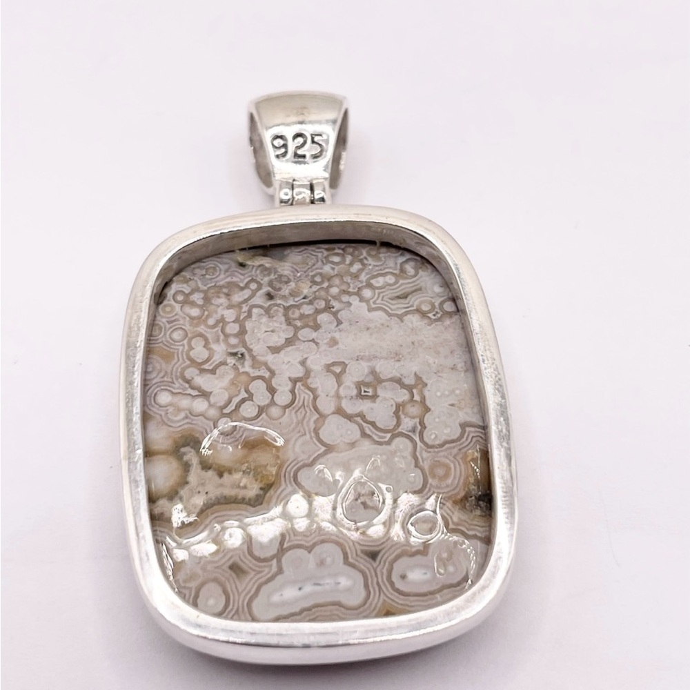 Large Ocean Jasper 925 Solid Sterling Silver Pend… - image 4